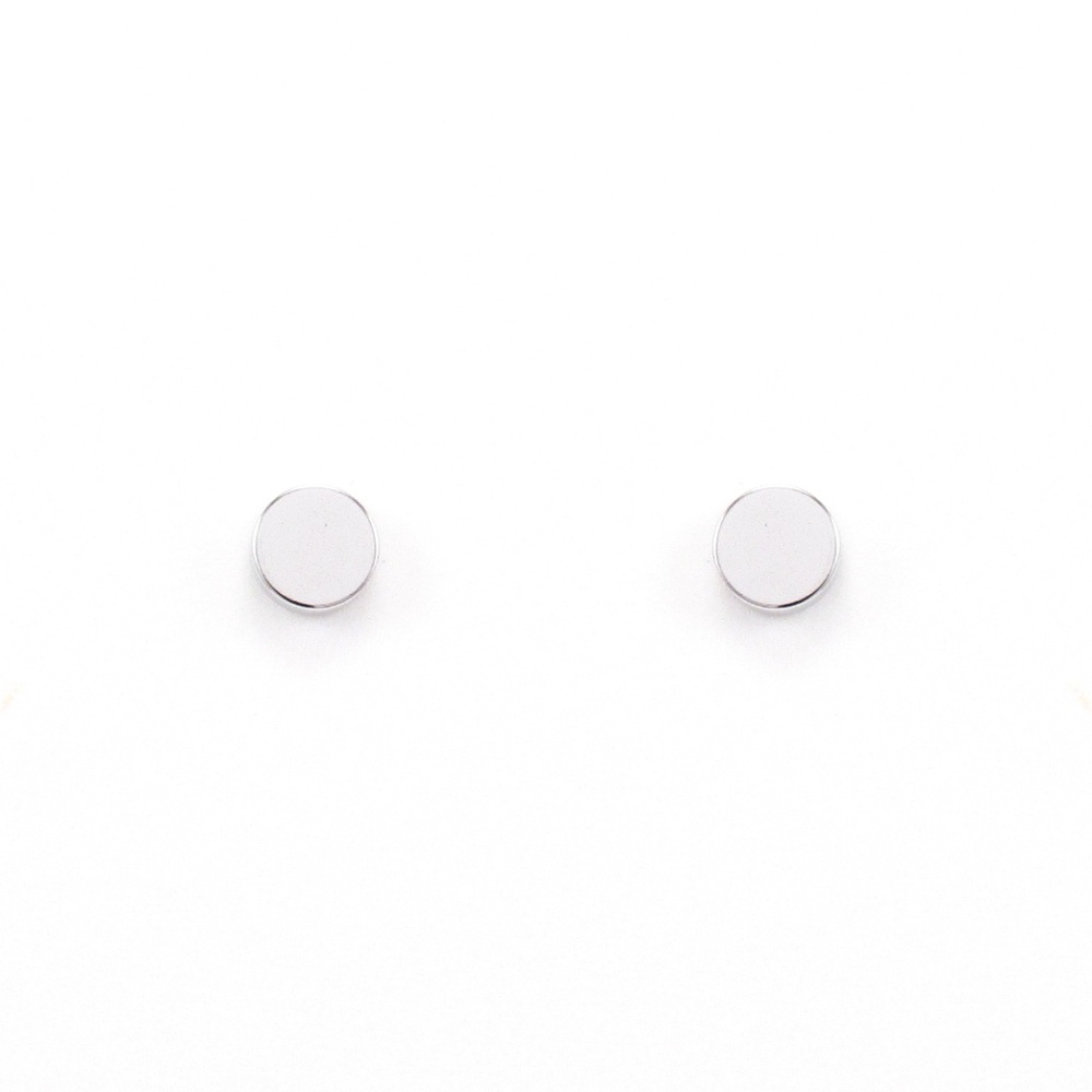 Flat Circle Studs Sterling Silver Small Earrings